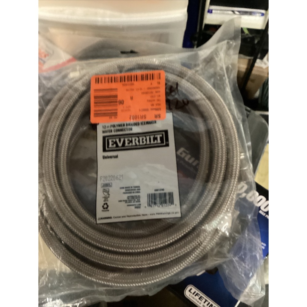 Everbuilt 12 Foot Polymer Braided Water/Icemaker Connector Universal Hose